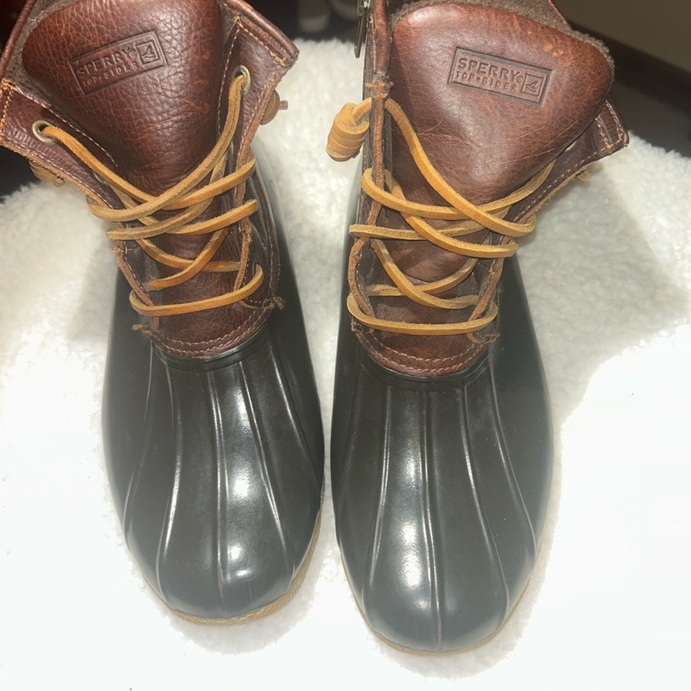 Sperry Top-Sider Waterproof Duck Boots Women’s 9.5 Brown Leather Zip Winter